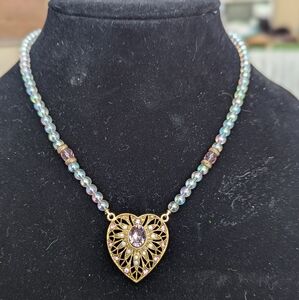 1928 Jewelry Company Gold and Purple Heart Pendant Necklace